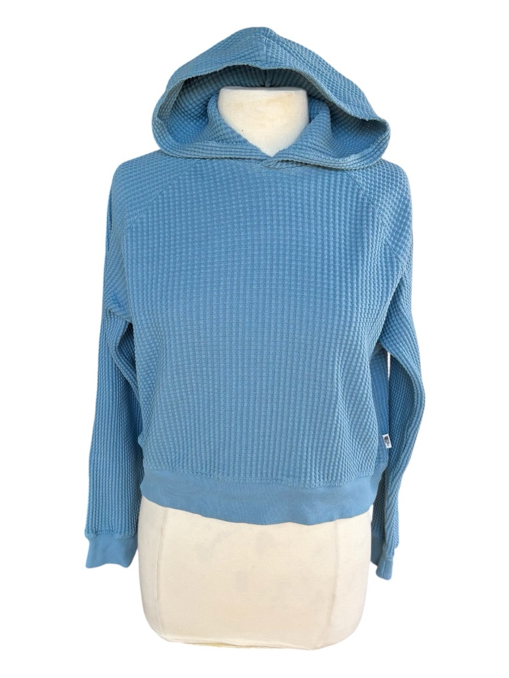 The North Face Waffle-Knit Hooded Pullover in Light Blue